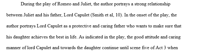Discuss father-daughter relationships in Romeo and Juliet