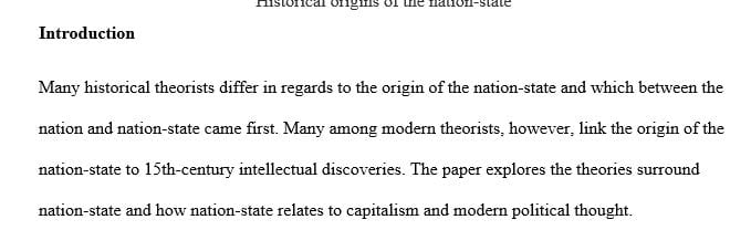Discuss historical origins of the nation-state