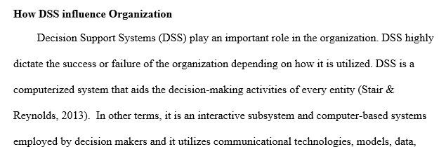 Evaluation of decision support systems to promote a competitive advantage in the IT organization