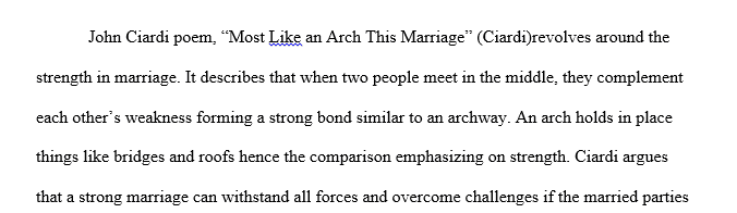 Explication essay from Poem 'Most Like an Arch This Marriage'
