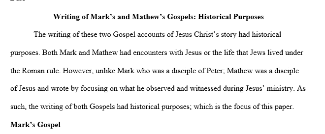Identify any historical purpose(s) behind the writing of Mark's and Matthew's Gospels.