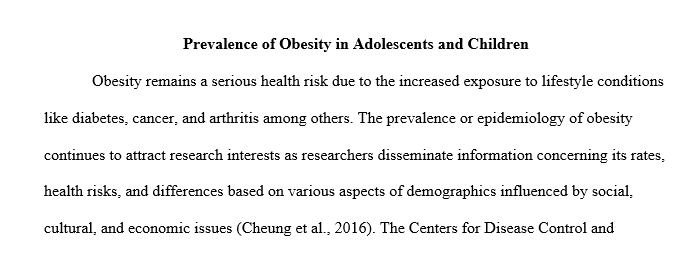 Prevalence of Obesity in Adolescent