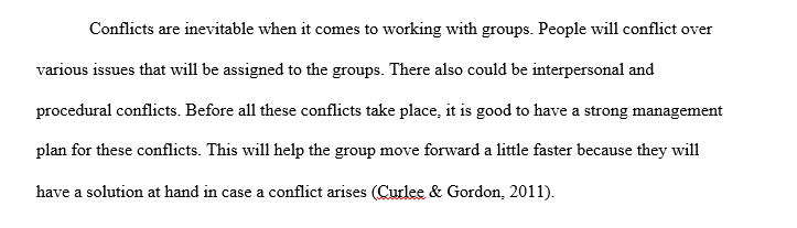 Strong conflict management plan for resolving issues that may arise while working on a group project