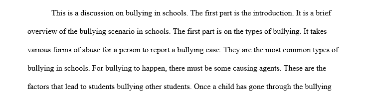 To be for the education to the school staff on the reduction or prevention of bullying
