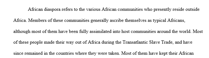 Topic about specific people out of Africa in Specific Region in the world