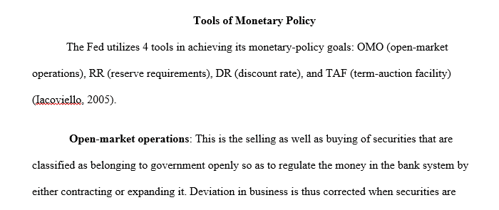 What are the four tools of monetary policy