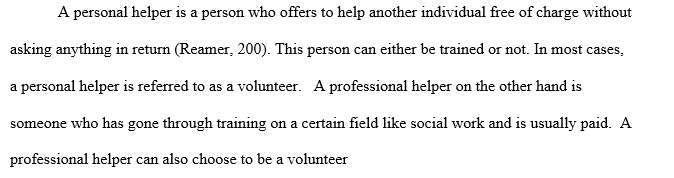 What is the difference between a personal and professional helper