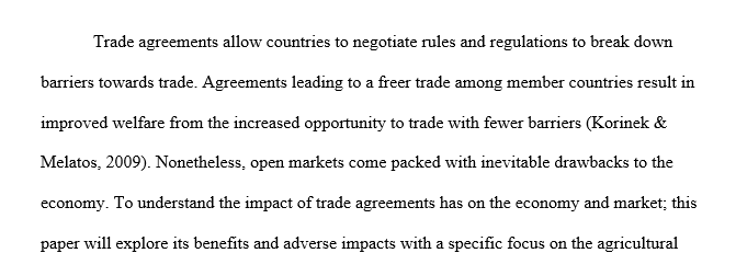 Write a short paper on the impacts of trade agreements.