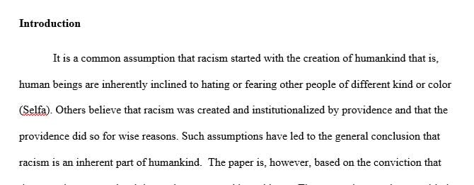 Writing prospectus on slavery and racism