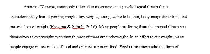 Complete a 2-page research paper on (Anorexia Nervosa)