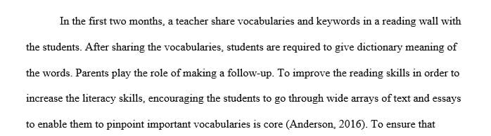 Create a 9 month plan on how to increase literacy scores
