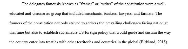How did the Framers (writers) of the US Constitution set up the US foreign policy process