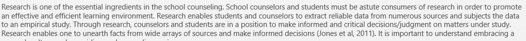 The Role of Research in School Counseling