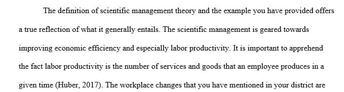 The goal of the Scientific Management Theory was to apply scientific principles to improve the task performance