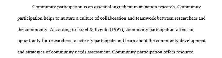 The roles of the community and the importance of community participation in action research