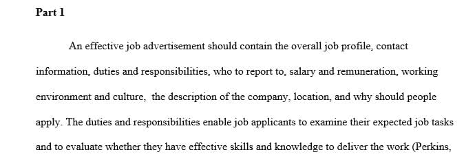 What does the job advertisement have to do with the job description