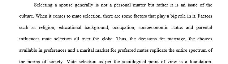 What social factors play into the mate selection process