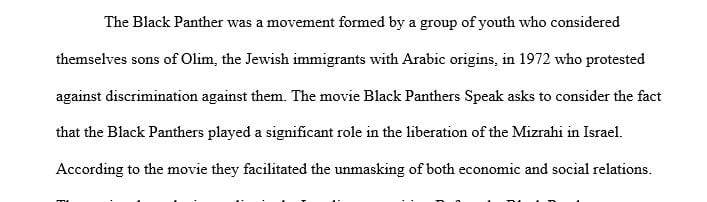 2 pages about the black panthers in israel film and reading