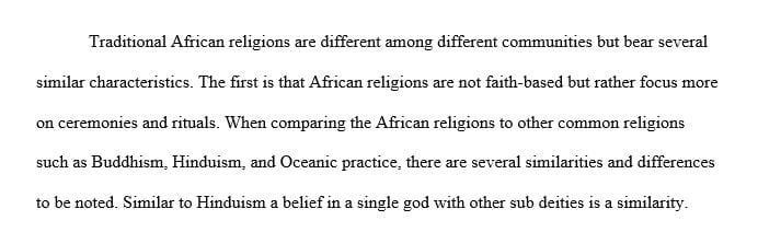 Compare and contrast ceremonies performed by African religions to those of Hinduism