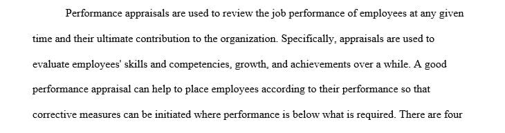 Describe the four key elements of a good performance appraisal.