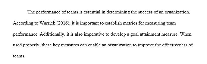 Develop at least one team effectiveness measure and develop at least one goal accomplishment