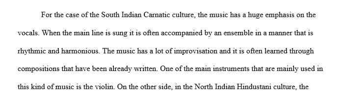 Differences between North Indian Hindustani Culture  and South Indian Carnatic culture