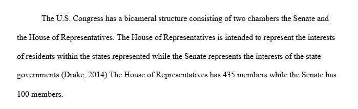 Discuss the Bicameral structure of Congress