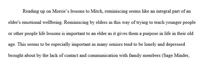 Discuss the modalities of reminiscence and life review and the significance of the life story of an elder