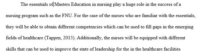 Explain the importance of following the essentials of Master's Education in Nursing 