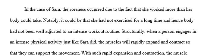 Explain to Sara what the soreness that she is specifically experiencing is