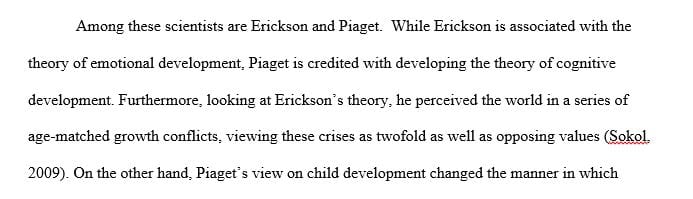 Explore the developmental theories of Erikson and Piaget in relation to two children in different age groups