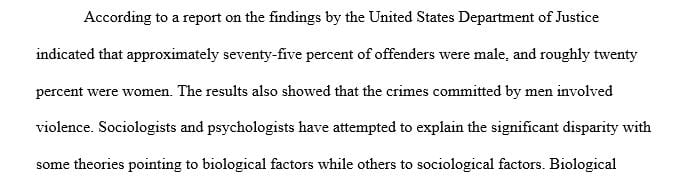 Give examples of theories of criminology that might explain gender differences