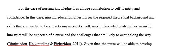 How can nursing knowledge provide self-identity and confidence 