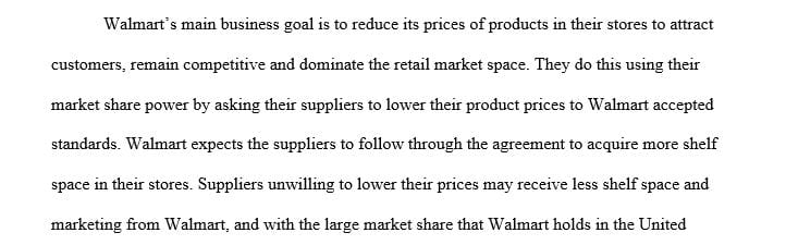 How does Walmart treat its suppliers (the companies who make the goods sold in their stores)