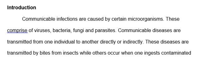 Name of the disease including agents that cause Infectious/Communicable Disease