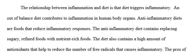 Provide an overview of the relationship between inflammation and diet.