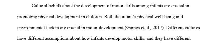 Research at least two different cultures as they relate to infant motor development