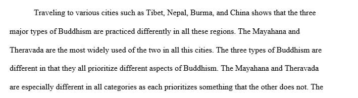 Summarize cultural differences that lead to variances in Buddhist practices from specified countries
