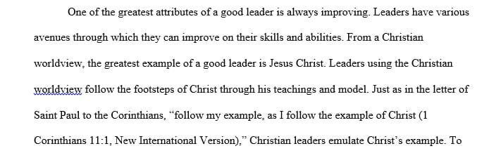 Theological support for biblical leadership in contrast to secular perspective of leadership