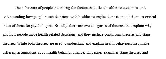 What are stage theories of health behavior change
