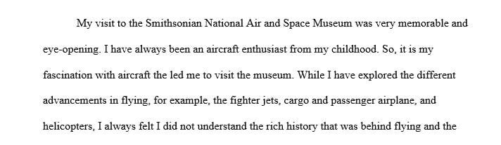 Write a 2 pages report about the Smithsonian National Air and Space museum