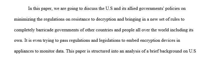 Write a paper on Crypto War U.S Policies on Encrypted communication.