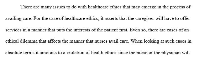 Write about an ethical issue that you have encountered in a clinical setting