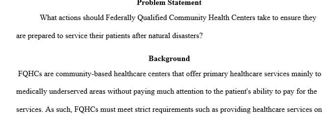 Write an original health policy analysis paper based on your problem statement