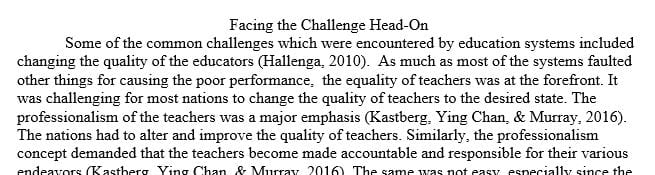 Challenges faced by the high-performing and rapidly improving education systems 