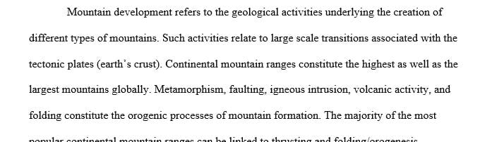 Discuss the formation of continental mountain ranges and how this relates to the life cycle of an ocean