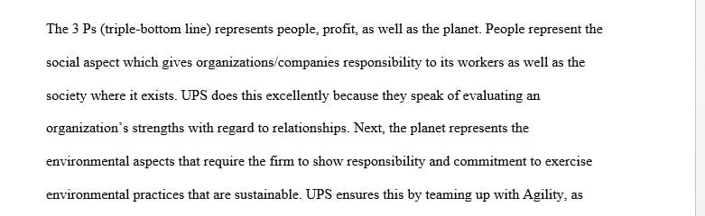How does UPS's approach toward sustainability impact the triple bottom line