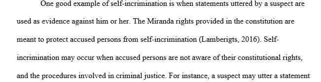 Provide an example of self-incrimination as it relates to the Miranda decision.