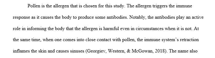 Select an allergen and a behavioral intervention that might reduce the allergic response