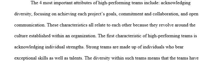 What you believe are the four most important characteristics of high-performing project teams.